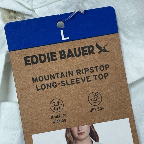 Eddie Bauer Mountain Ripstop Long-Sleeve White Shirt Large Classic Fit d0564 - Picture 2 of 9